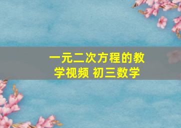 一元二次方程的教学视频 初三数学